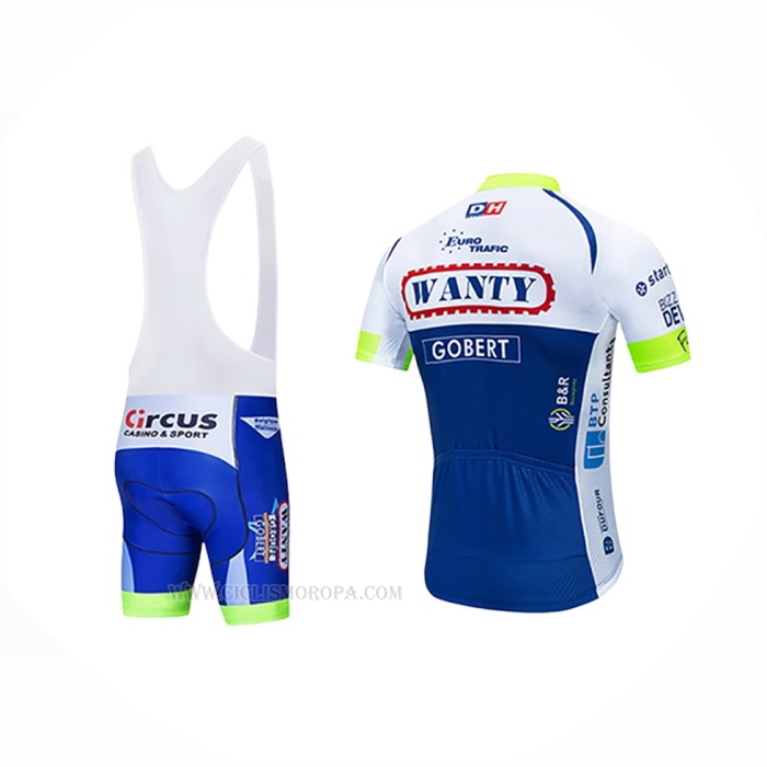 2019 Ropa Ciclismo Wanty Gobert Blanco Azul Mangas Corta y Culotte Corto